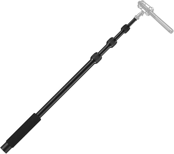 Handheld Microphone Boom Arm 4-Section Extendable Mic Arm Aluminum Alloy Boom Pole for Microphones 1/4 Inch Screw& Thread with Foam Grip Twist Locks 45cm-155cm/18in-61in Adjustable Length 2kg