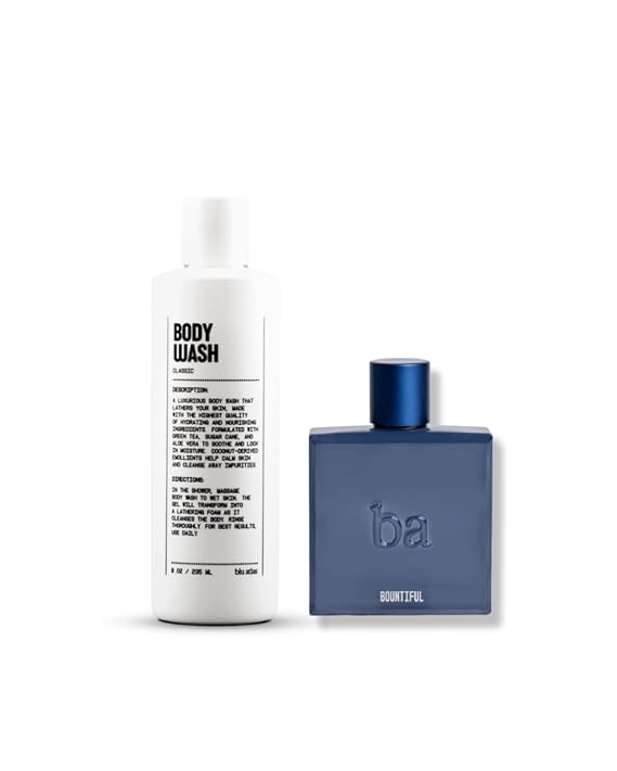 Blu Atlas Mens Grooming Set - Bountiful Eau De Parfum 100ml and Classic Body Wash 8 oz - Sulfate-Free, Vegan, Clean Fresh Scent Duo with Lasting Fershness