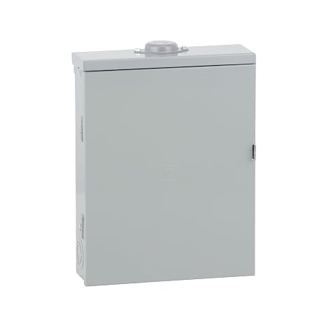 Square D by Schneider Electric Homeline 100 Amp Outdoor Main Breaker Box, Circuit Breaker Load Center, Plug On Neutral, 12-Space 24-Circuit, 120/240 VAC, UL Listed, NEMA 3R Enclosure (HOM1224M100PRB)