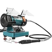 Mini Bench Grinder with Variable Speed for Polishing, Buffing, and Jewelry Making, Small Bench Polisher and Professional Lapidary Equipment for Rocks, Metals, and Gems