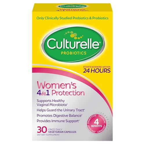 Culturelle Probiotics for Women with Prebiotics - 4-in-1 for Vaginal, Digestive, Urinary & Immune Health - pH Balance, Bloating & Gas Relief - Daily Vegetarian Capsules, Non-GMO - 30 Count