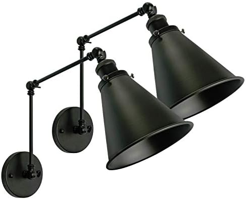 Industrial Black Wall Sconce,Angle Adjustable Decorative Modern Farmhouse Wall Mount Light for Living room Wall Lamp Set of 2