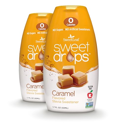 SweetLeaf Sweet Drops - Flavored Stevia Liquid Sweetener, Stevia Extract, Zero Calories, Gluten Free, Keto Friendly, Non GMO, Natural Flavors, Sugar Alternative - Caramel, 1.7 Fl Oz Pack of 2