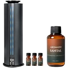 Bair Gray Scent Diffuser and 3.38 fl oz Santal Diffuser Oil,Warm Sandalwood & Amber Aroma, Long-Lasting & Natural Home Fragrance