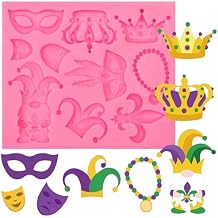 Masquerade Mask Fleur-De-Lis Crown Feather Mask Silicone Fondant Molds for Cake Decoration Candy Cupcake Topper Cake Polymer Clay Crafts Epoxy Resin