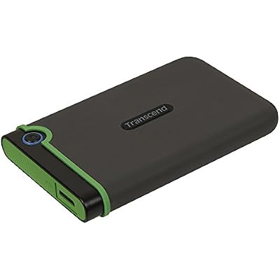 Transcend StoreJet 2TB Rugged External Hard Drive, USB3.15Gbps Portable HDD wOne Touch Auto-Backup ButtonAnti-Shock ResistantCompact&LightweightLightning-Fast Speeds, Iron Gray - TS2TSJ25M3S