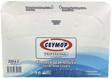 Ceymop Professional Klozet Kapak Örtüsü, Tek Kullanımlık, 250 Adet