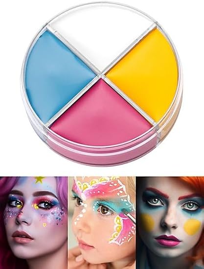 Professional Theatre Make-Up Cream Make-Up Blue/Yellow/Pink/White 15 ml Tin - 4 Colours - Halloween Carnival Theme Party