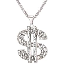 U7 Men Hip Hop Jewelry Stainless Steel Chain 22 Inch Big Dollar Sign Pendant Necklace