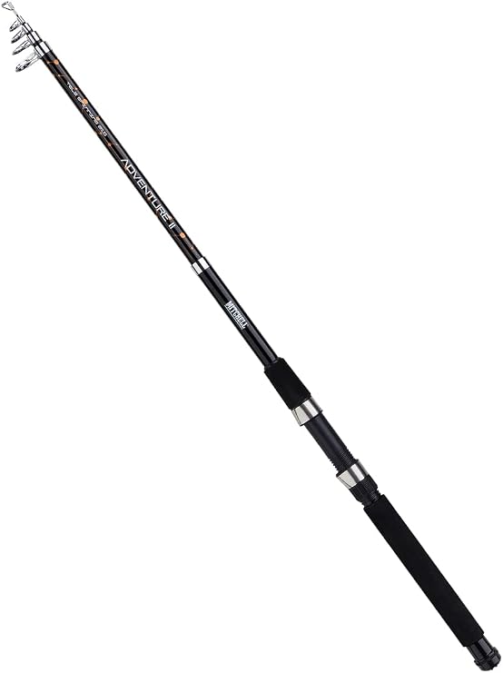 Mitchell Adventure 2 Spinning Rod - Durable Glass Composite Spin Fishing Lure Rods with Stainless Steel Guides for Freshwater and Sea Fishing, Black/Orange