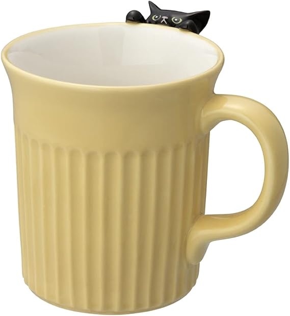 Decole Corporation Staring Cat Mug Black Cat Size: Approx. W 4.5 inches 11.4 cm, D 4.1 inches 10.5 cm, H 3.9 inches 10 cm MG-86391