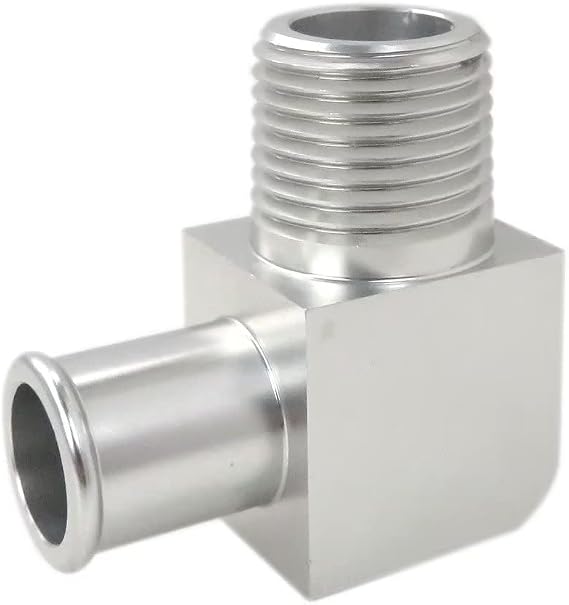 Intake Manifold Chrome Billet Aluminum 90 Deg Fitting 1/2" NPT to 5/8" Hose Barb Heater Water Pump