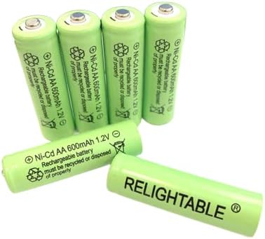 AA Size NiCd AA 600mAh 1.2V Rechargeable Batteries for Solar Lamp Solar Light (6-PCS 600mAh Green)