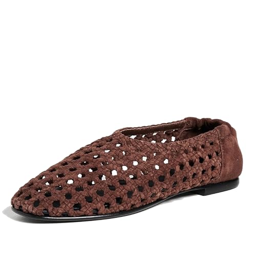 Woven Ballet Flats for Women Fashion Square Toe, Easy Slip-On Comfortable Elegant, Cute Casual Shoes Perfect for Everyday Wear