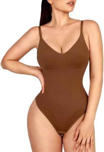 Lover-Beauty Womens Bodysuit Built in Bra Thong Sculpting Seamless Shapewear