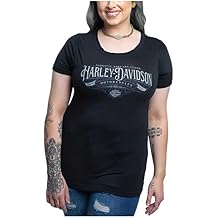 Harley-Davidson Women's Part Ways H-D Short Sleeve Scoop Neck Tee - Black