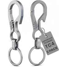 Titanium Carabiner Keychain Hook Ultra-Light and Strong 2-Pack EDC Carabiner Clips Aerospace Titanium Carabiner with Bottle Opener No-Snag No-Hinge Single Body Design