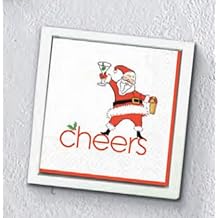 Tableau Cocktails with Santa Beverages Napkin, 10-inch Length