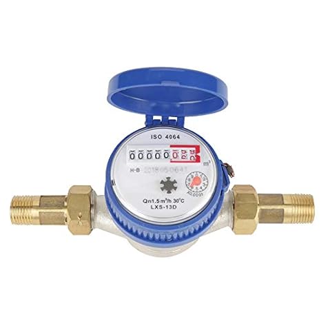 15mm 1/2 inch Cold Water Meter with Fittings for Garden & Home Usage, Water Meter for Indoor Plants Digital, Water Meter for Outdoor Plants