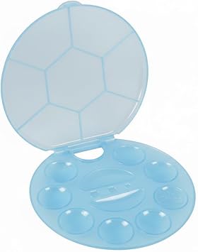 Round Professional Plastic Paint Palette Tray with Multiple Wells Durable Artist Mixing Palette for Acrylic, Oil & Watercolor Paint Easy to Clean, Lightweight Art Supply (Pink)
