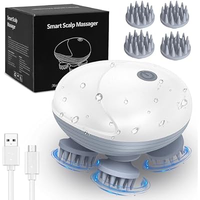 AMIR Upgraded Electric Scalp Massager, Portable Head Massager with Kneading 96 Massage Nodes, Handheld Head Scratcher Massager for Stress Relax and Pain Relief, Ideal Valentines Day Gift for HerHim