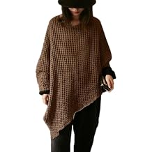 Ystylee Capes for Womens Casual Linen Shawl Pullover Cape Fall Winter Asymmetric Poncho Capelets Cover Up