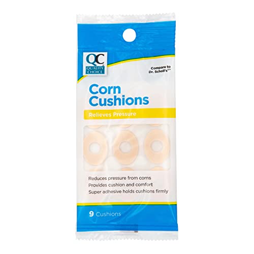 Quality Choice Corn Cushions for Toes and Feet. Soft Foam Pads for Pressure Relief. Protects from Friction and Shoe Rubbing. Adhesive Waterproof Padding 9 Count Pack of 1