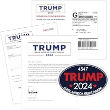 Funny Prank - Donald Trump 2024 Legal Fund Donation Confirmation, Letter Invoice Bumper Sticker, We Send Directly to Your Victim, 100% Anonymous