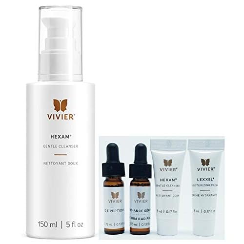 Grehge Vivier Hexam Gentle Cleanser 5oz with CE Peptides 0.13oz, Radiance Portable Neck Fan, Hands-Free Bladeless Fan, 363° C