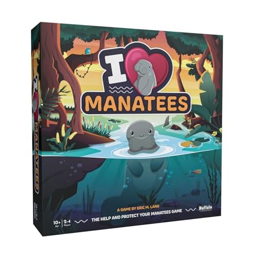 Buffalo Games - I Heart Manatees - Manatee Habitat Building Game - Deck Building and Strategy - Eric Lang Game- Ages 10 and Up