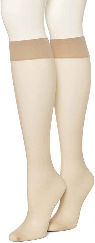 HUE Women's Sheer Knee Hi Socks 2 Pair Pack