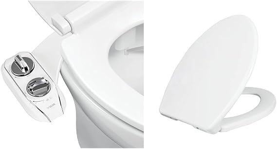 LUXE Bidet NEO 120 Plus Chrome and LUXE Elongated Toilet Seat Bundle
