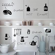 Black Bowl Kitchenware Utensil Kitchen Wall Stickers, sacinora DIY Kitchen Quotes Wall Decals Removable Vinyl Peel and Stick for Kitchen Dining Restaurant Baking Room Bar Furniture Home Decor