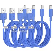 Car Carplay Cable for iPhone 16 15 Pro/Pro Max/Plus,4 Pack 10FT USB A to USB C Fast Charging Cord for iPhone 16 15 Samsung Galaxy S25 S24 Ultra Charger,Car Charger Accessories for Women Men-Deepblue