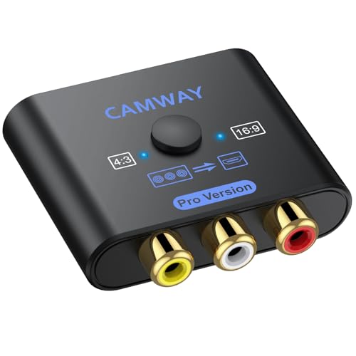 CAMWAY Upgraded RCA to HDMI Converter - Higher Quality Images 16:94:3 Conversion 1080P AV to HDMI Adapter for WiiPS1PS2N64X-boxDVDVCR, Composite CVBS Video Audio Converter Supports PAL,NTSC