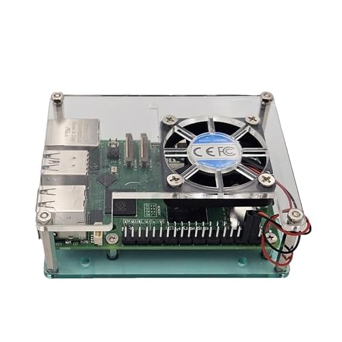 Micro Connectors Acrylic Stackable Raspberry Pi 5, Pi 4 & Pi 3 Case with Fan- Clear RAS-PCS06