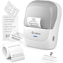 CLABEL Thermal Label Maker Machine 221B Mini Portable Label Printer Thermal Labeling Printing Machine Sticker Bluetooth Label Printer Barcode Inkless Labelmaker for Price Logo Clothing (Gray White)