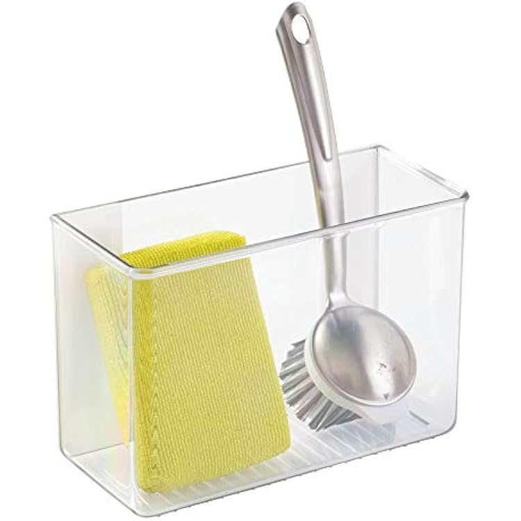 iDesign AFFIXX Plastic Wall Mount Organizer for Kitchen, Bathroom, Office, Bedroom, Garage, Craft Room, 3.5 x 8 x 5.5, Clear