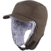 Connectyle Men's Trapper Hat with Ear Flaps Winter Warm Hat Windproof, Water Repellent, Reflective, Faux Fur Fully Lined