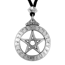 Moonlight Mysteries Large Theban Pentacle Pendant Necklace - Pewter Wiccan Protection Amulet