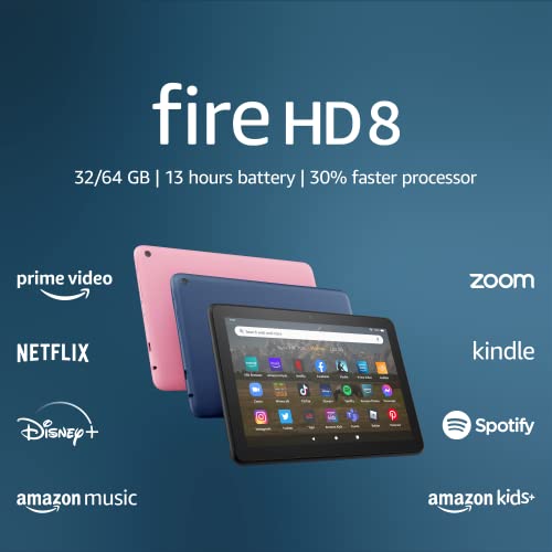 Like-New Amazon Fire HD 8 tablet, 8 HD Display, 32 GB, 30% faster processor, designed for portable entertainment, 2022 release, Black