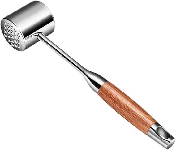 Meat Pounder,kitchen mallet 304SS,Meat Mallet Meat Hammer Meat Beater for Tenderizing and Flattening Meat,Meat Pounder Tenderizer for Pounding Meats, Hanging Loop,(Rosewood)