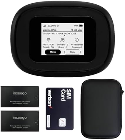 Verizon Wireless Jetpack Inseego MiFi M1000 5G Mobile Hotspot | Verizon 4G LTE & 5G | Portable WiFi Hotspot for Travel | Mobile Hotspot with Ethernet Port | Speed Up to 2,4 Gbps |EVDO-LINK (Premium)