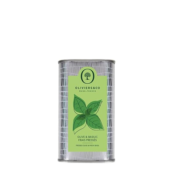 Oliviers&Co Basil Olive Oil, Cold Pressed with Fresh Basil, Finishing Oil for Salads, Pasta, Pesto, Marinades & Dipping, Product of Italy, 8.4 Fl Oz