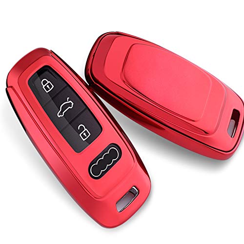 Tukellen Compatible with Audi Key Fob Cover Special Soft TPU Key Case Shell Protector Fit for 2018-2022 A6 A7 A8 E-Tron Q8 SQ8, 2020 2021 2022 A3 Q7 S3 S6 SQ7 RS6 S7 RS7-red