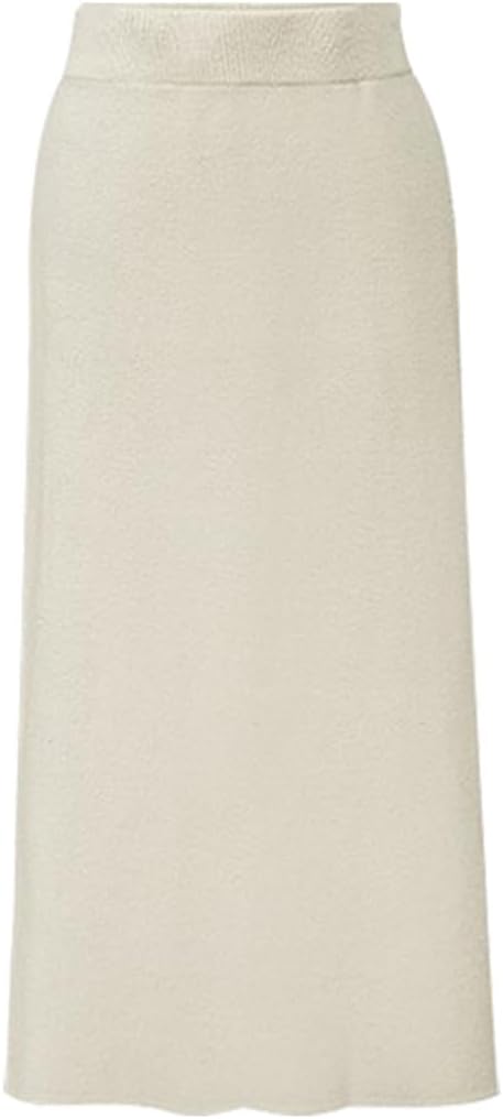 Womens Wool Blend Skirt Winter Warm High Waist Ribbed Knit Bodycon Long Skirts with Slit