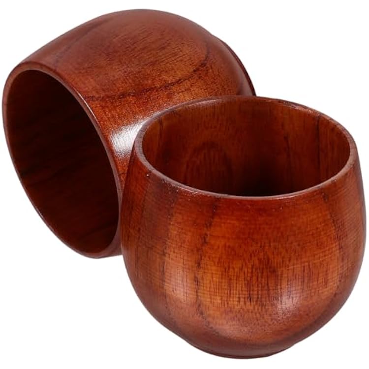 2Pcs Japanese Style Sake Cups Universal Wood Drinking Cups Ideal for Tea and Sake Natural Solid Cups for Home and Outdoor Use