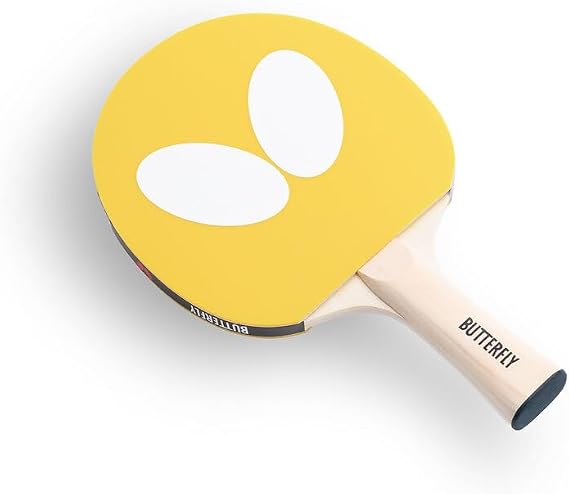 Butterfly Logo Table Tennis Bat NEW Yellow | Lightweight Ping Pong Paddle for Beginners & Leisure Play | Comfortable Grip | Indoor & Outdoor Use