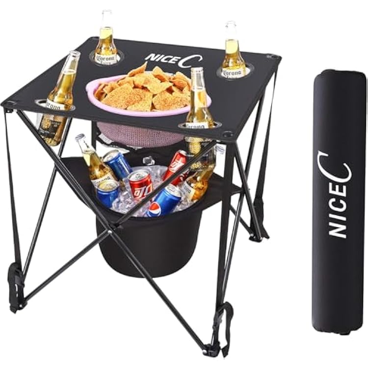 Nice C Beach Wagon, Heavy Duty Folding Utility Cart with 9 Balloon Wheels for Sand  Nice C Camping Cooler with Table, Tailgating & Beach