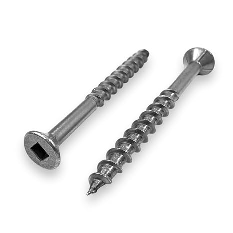 #8 x 1-5/8" Stainless Steel Fence & Deck Screws, 100 Pack | Square Drive Type 17, Bugle Head, Coarse Threads, Sharp Points, Corrosion Resistant for Outdoor Use (BCP210)